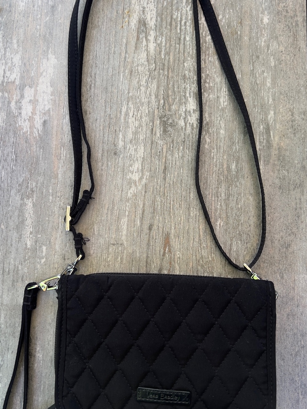 Vera Bradley Black Quilted Crossbody Wallet - Picture 2 of 7